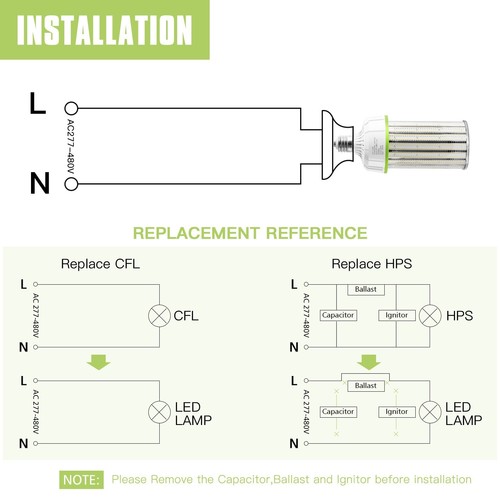 480V 160W LED Corn Cob Light Replace 600W MH/HPS Industrial Warehouse Lamp 5000K - Picture 10 of 10
