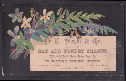 De L Sheplie Hut & Bonney Rahmen Boston MA Trade Card