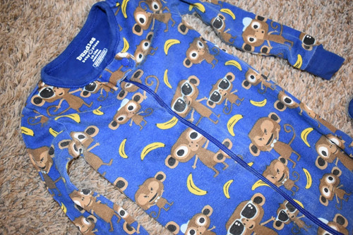 K9 The CHILDREN'S PLACE 12-18M Blue MoNkEyS Snug Knit Footed Sleeper Pajamas - Picture 3 of 5