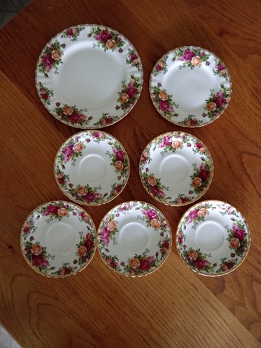 Royal Albert Old country Roses 5 Saucers & 2 Side Plates All 1962 Back Stamps - Bild 4 von 19