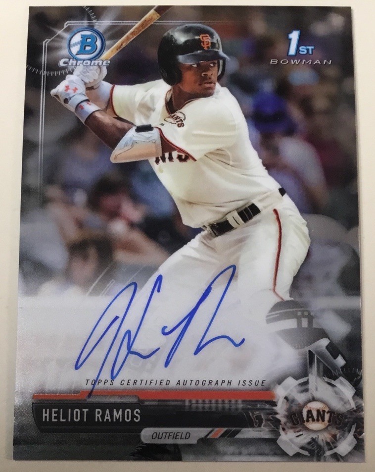 2017 Bowman Chrome Draft Heliot Ramos Chrome On Card Auto 1st Card SF Giants!