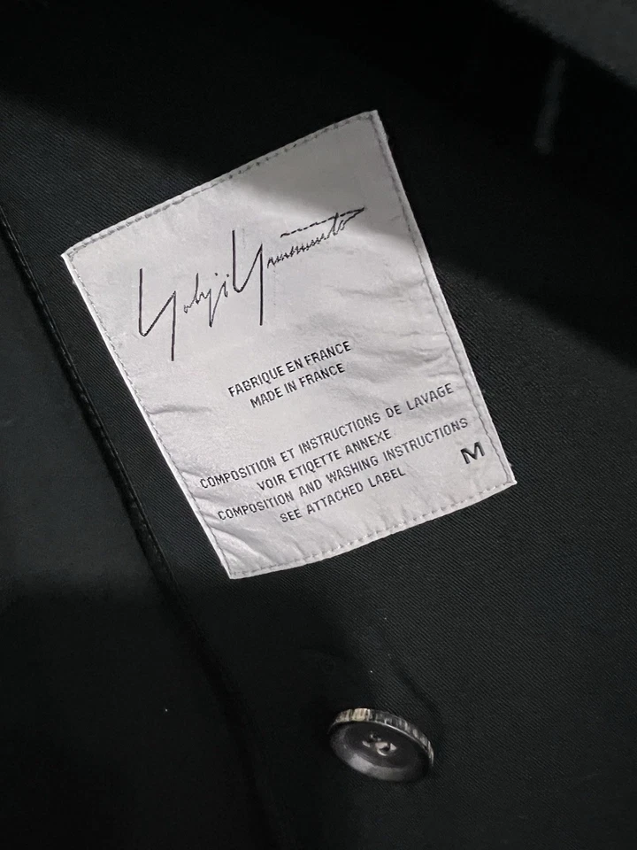 Yohji Yamamoto Made in France Long Wool Coat M Black Archive 1980s Overcoat - Image 4 of 4