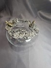 Decorative Glass Bowl with Metal Bird Floral Rim – Elegant Cottagecore Cebterpie