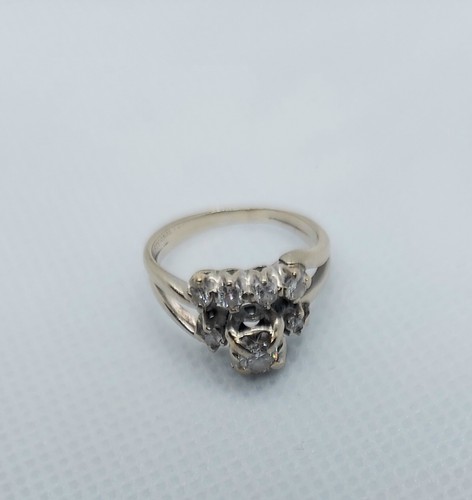 Beautiful Unique 14K White Gold And Diamonds Wedding Set, Size 5.5 - Picture 9 of 24