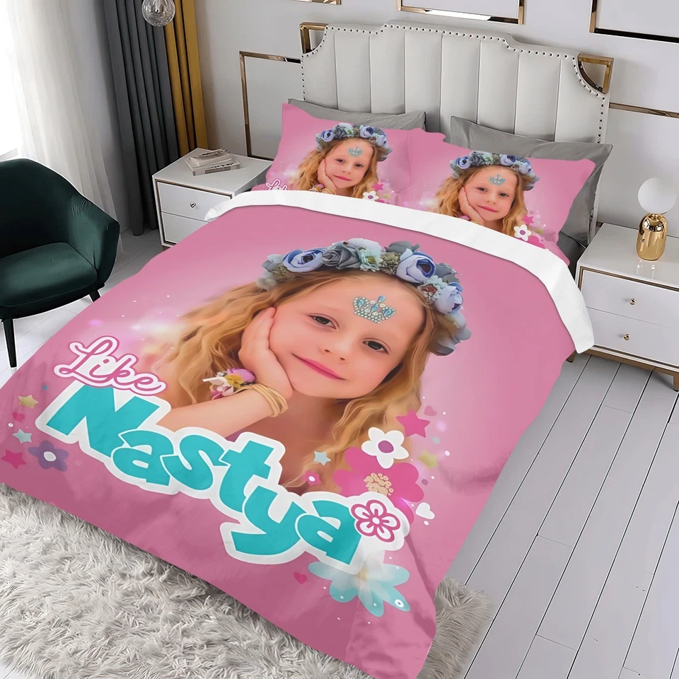 Funda nórdica con 2 fundas de almohada para juego de cama Like Nastya niños niños y niñas Foto 3 de 4