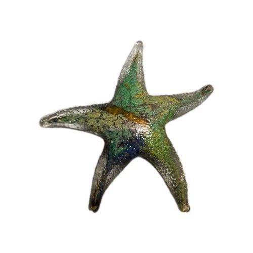 Vintage Art Glass Starfish Paperweight Multicolor Murano Style Glass