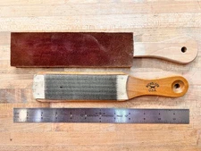 Nicholson File and Rasp Cleaner, 10" with Maple Leather strop deburrer polisher