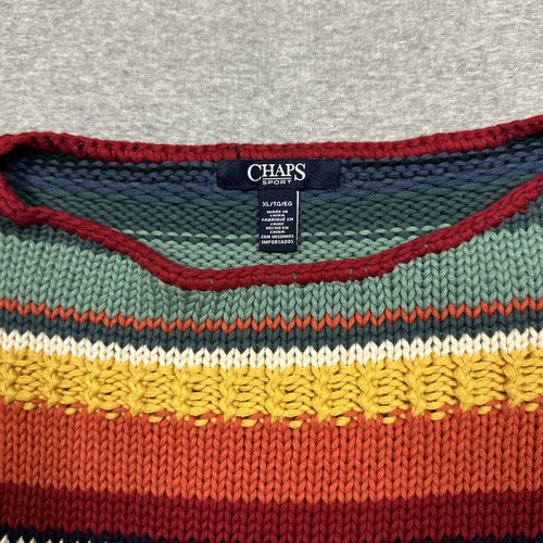 Chaps Ralph Lauren Sweater Womens Size Extra Large Pullover Stripe Southwestern - Picture 2 of 7