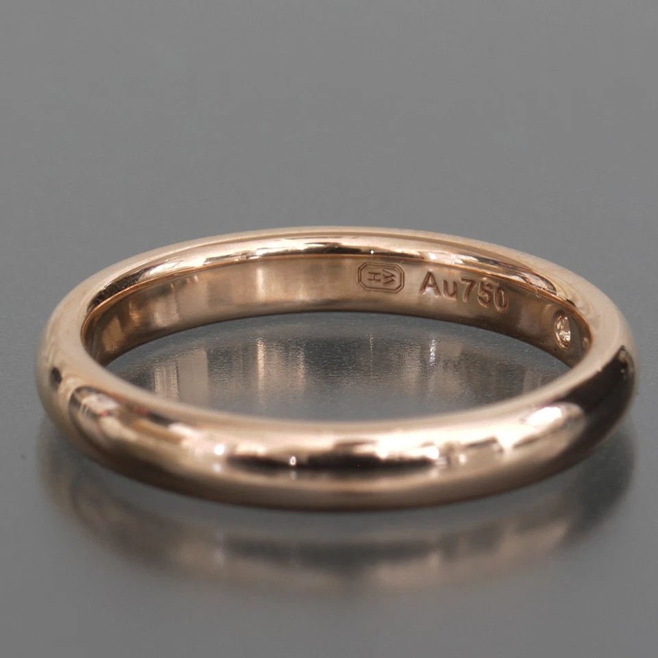 Anillo de boda redondo de diamantes Harry Winston EE. UU. 5 K18PG recién pulido 6374A Foto 3 de 4