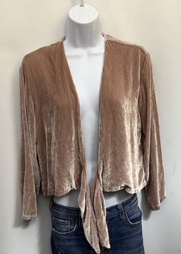 REFORMATION Made In USA FEZ Blouse Sz XS Open Tie Waist Velvet Velour Silk Blend - Picture 12 of 16