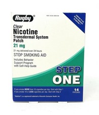 Rugby Clear Nicotine 21mg-STEP ONE- Transdermal Patch - 14 Count -Exp 08/27