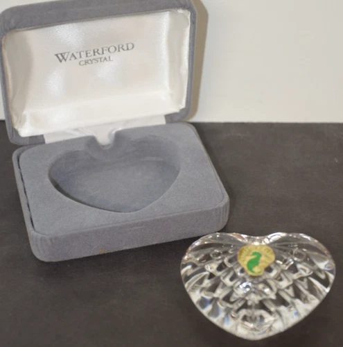 Waterford Crystal Heart paperweight reversible 2.5 in. w/ orig box clear vtg