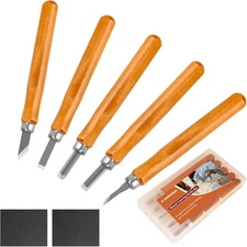 Wood Carving Tools, 7Pcs Wood Carving Knife Kit Carbon Steel, Wood Chisels Set f