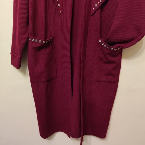 Cappotto cardigan lungo vintage struzzo USA Borgogna abbagliato e metallizzato M - Foto 14 di 17