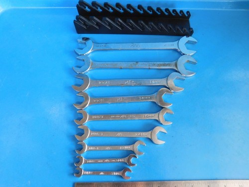 USED, MAC TOOLS "METRIC OPEN END WRENCHS" LOT OF 9, & NO BRAND WRENCH RACK.USA - Foto 4 di 10