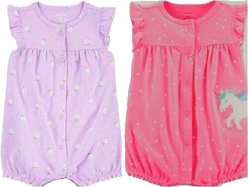 New Lot of 2 Carter's Purple & Pink Sunsuit Romper Outfits Size 9 mo NWT