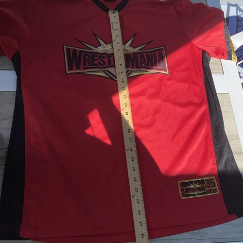 Wrestlemania NY NJ 35 WWE Jersey Rare Adult Size XL Red Gold Black - Picture 8 of 12