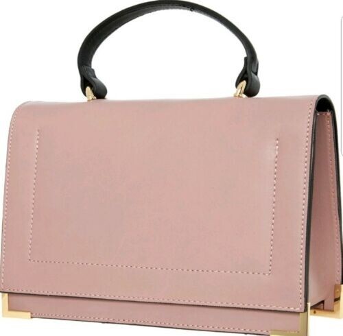 New designer ALBERTO BELLUCCI dusty pink Italian 100% leather grab crossbody bag - Picture 8 of 15