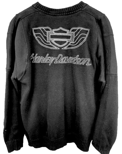 VTG Harley Davidson Motorcycle Sweater Black Pullover Large 100% Cotton - Picture 3 of 9
