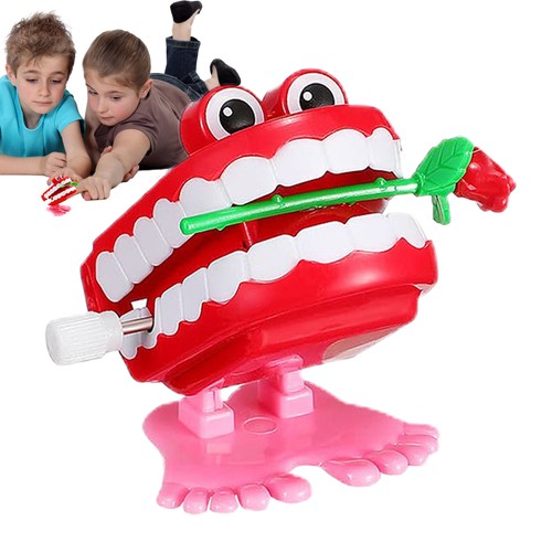 1 Funny Walking Chattering Teeth Small Wind Up Joke Gag Feet Toy Rose Mouth Eyes - Picture 9 of 14
