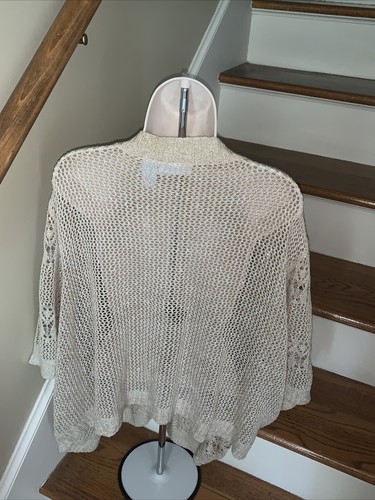 LIZ & ME Light Weight Cover Up Boho Wrap Cardigan Sweater Perforated 5X ❤️tb1021 - Picture 5 of 7