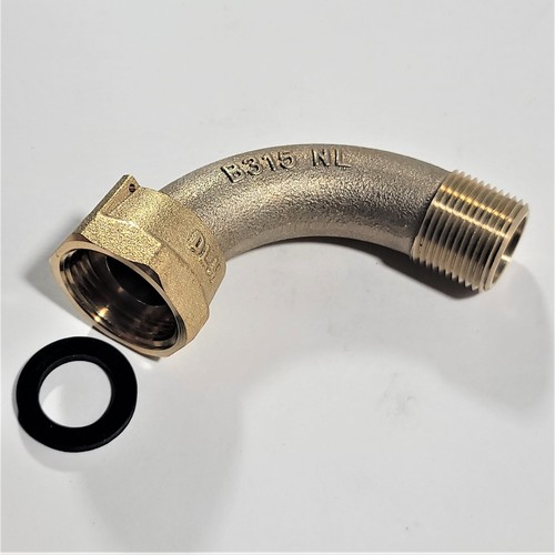 3/4" ANGLE Water Meter Coupling, NO-LEAD Brass 3/4" Swivel Cplg. nut x 3/4" NPT - Picture 3 of 4