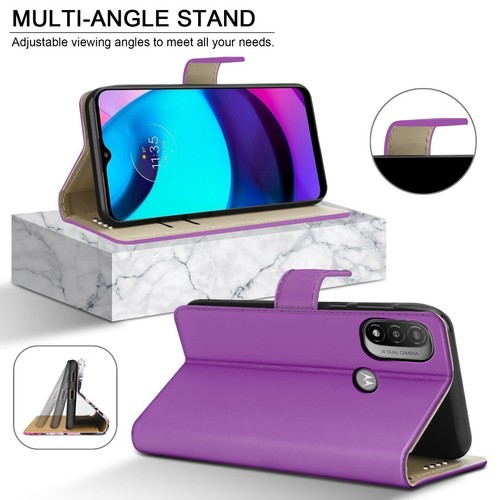 For Motorola Moto E32 E20 E30 E40 Case Leather Wallet Phone Cover + Screen Guard - Picture 9 of 58