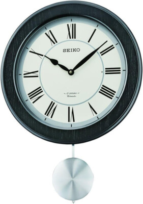 Seiko QXM345KLH Pendulum Quartz Wall Clock with 12 Melodies & Westminster Chime
