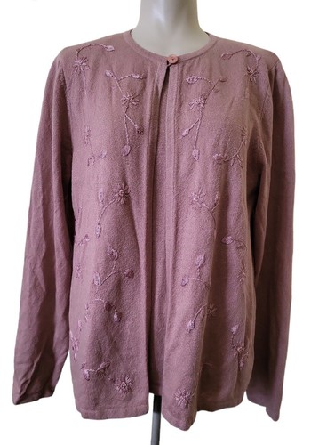 Alfred Dunner kleiner rosafarbener Langarm Layer bestickt Strick Strick Strick Strick Strick Pullover - Bild 2 von 11