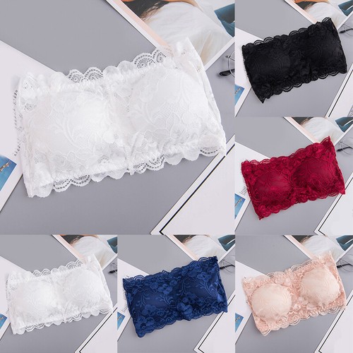 Women Lace Tube Top Bra Strapless Bralette Padded Lingerie Chest Wrap Underwear - Bild 2 von 17