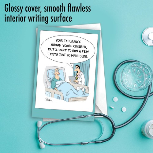 Funny Get Well Greeting Card w/ envelope - Insurance Tests - Picture 5 of 6