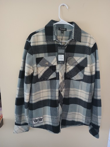 True Religion Para Hombres Pequeña Vellón Chaqueta Botón Frontal Camisa Chaqueta Blanco Abedul - Imagen 2 de 19