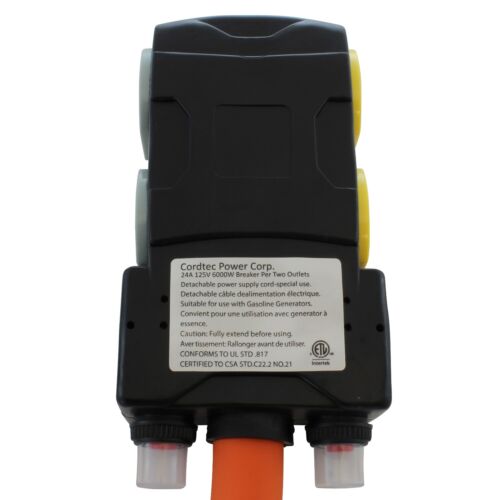 50A NEMA 14-50P to 4 20A NEMA 5-20R Adapter With 24 Amp Breakers by AC WORKS® - Picture 7 of 10