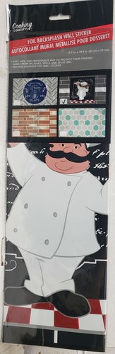 "Sticker backsplash stufa cucina / decalcomania parete (30""x18") FAT CHEF, GR - Foto 2 di 14