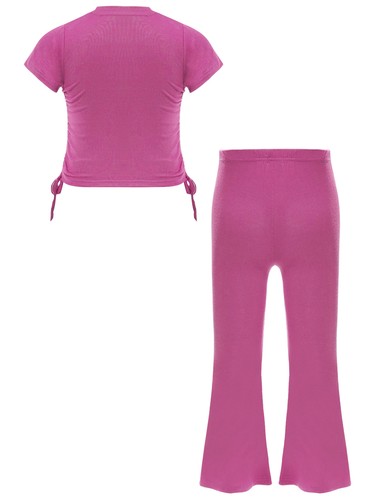 Girls Two Piece Running Activewear Short Sleeve Outfits Birthday Party Sets Gym - Picture 96 of 116