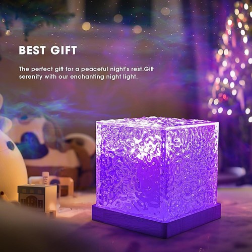 Dynamic Rotating Water Ripple Projector Night Light Flame Crystal Lamp 16 Colors - Picture 10 of 12