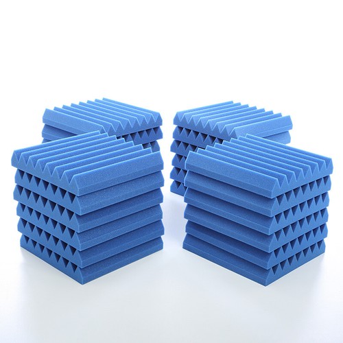 24 Blue Acoustic Foam Tiles Studio Sound Treatment Panels For Podcasts Streamers - Picture 2 of 12