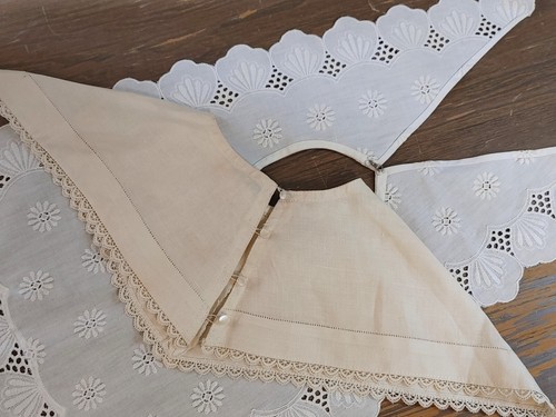 2 Detachable Collars Handmade Lace Linen Cottagecore Prairie Collar - Picture 2 of 20