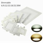 Dimmable Recessed Led Panel Light Ceiling Down Lights Lamp Square 9/12/15/18/30W