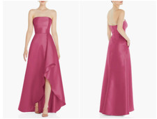Alfred Sung Tea Rose Strapless Satin Gown Size 16 $252 D832