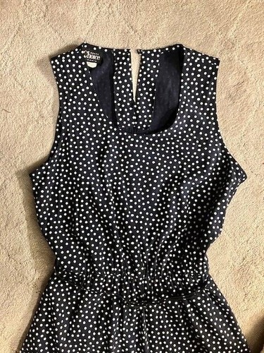 Vintage MS CHOICE CALIFORNIA - Size 10 Polka Dot Belted Dress - Navy Blue/White - Picture 2 of 10