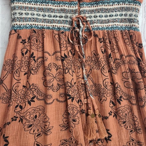 American Rag Cie Medium Boho Midi Dress Rust Floral Cottagecore - Picture 4 of 8