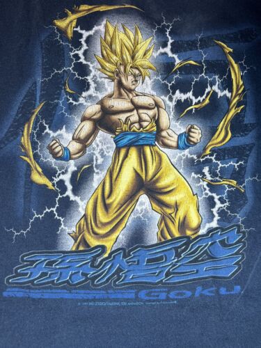 T-shirt vintage 1999 stampa posteriore Dragon Ball Z taglia M giovani bambini ragazzi Navy Goku - Foto 2 di 8
