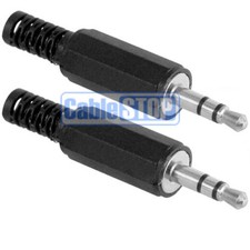 TWIN PACK 3.5mm Stereo Jack Headphone Plug Solder Audio Connector Black Adapter