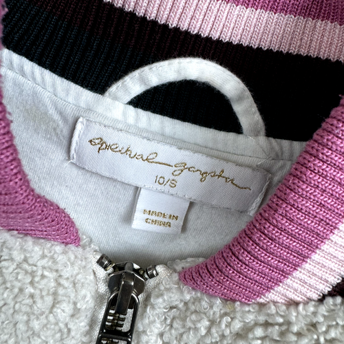 Spiritual Gangster Girls Jacket Size 10 Small Sherpa Lightning Bolt Deep Pile - Picture 3 of 9