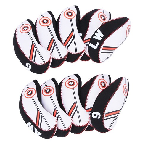 10PCS Neoprene Black Red Waterproof Iron Club Headcover Putter Head Cover - Picture 3 of 10