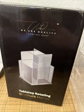 Rotating Tabletop Brochure Holder  Clear Acrylic Organizer 6" X 6" 4 Slots NEW