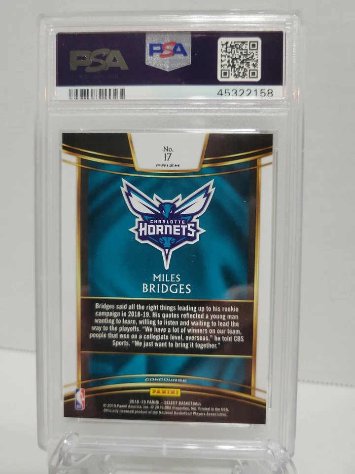PSA 10 Miles Bridges 2018 Panini Select Silver Prizm RC #17 great investment  - Image 2 of 2