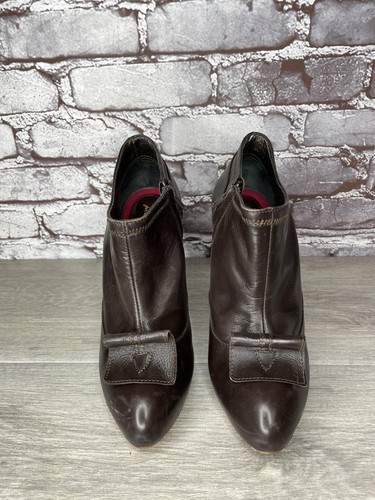 7 Seven for all Mankind Botines de Tacón de Madera de Cuero Marrón para Mujer Talla 40EU/9.5M US - Imagen 2 de 23