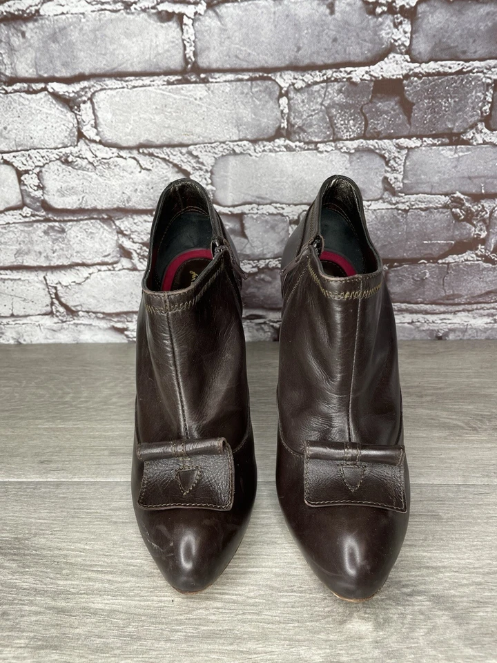 7 Seven for all Mankind Botines de Tacón de Madera de Cuero Marrón para Mujer Talla 40EU/9.5M US Foto 2 de 4